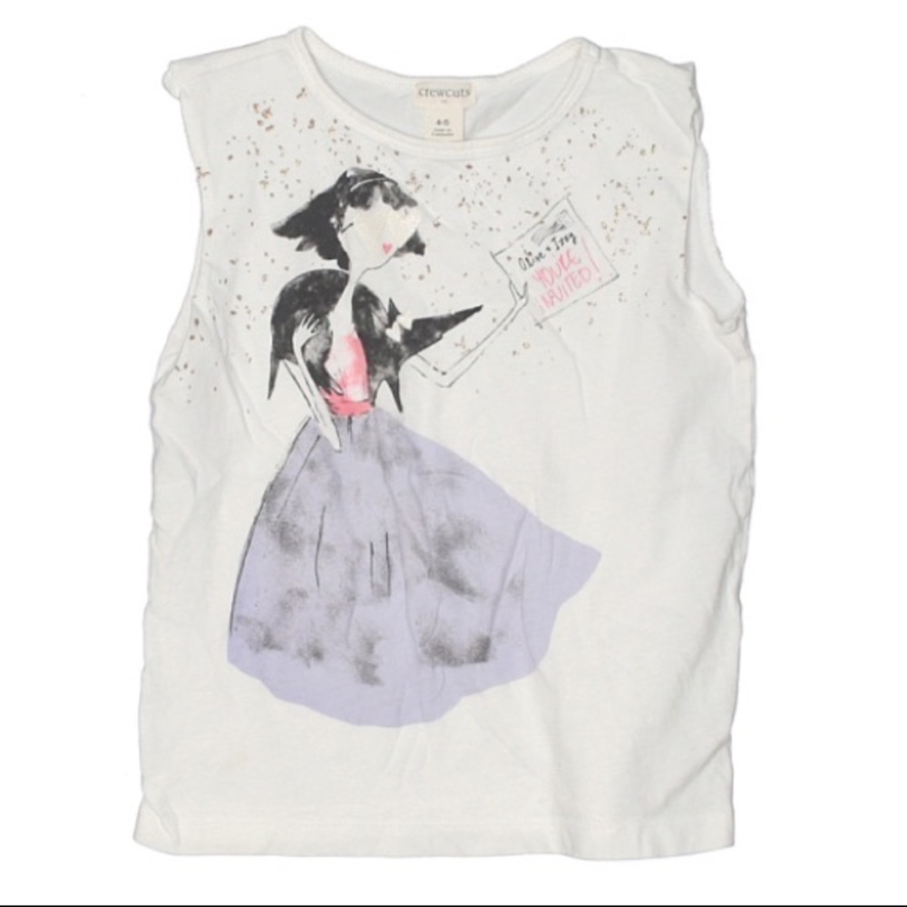 Crewcuts Sleeveless glitter socialite glam graphic T-shirt